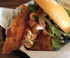Chicken sandwich with bacon lettuce and tomato