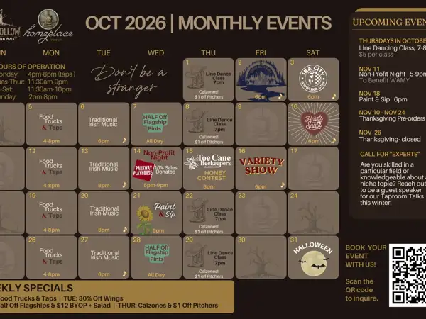October Events Calendar